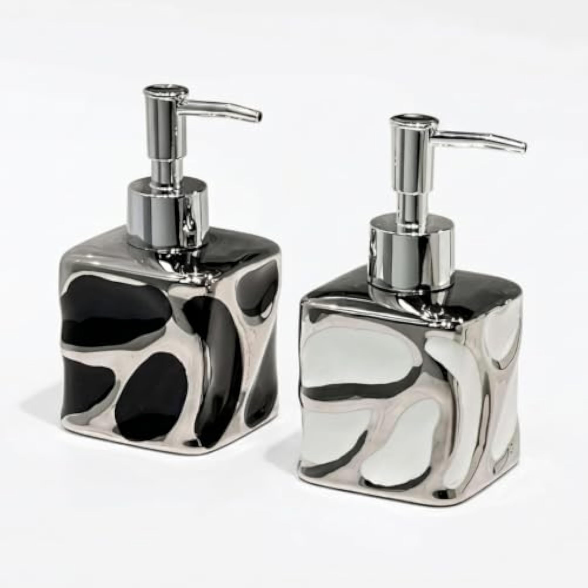 Marbled Ceramic Lotion Dispenser, Black and White